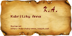 Kubritzky Anna névjegykártya