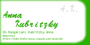 anna kubritzky business card